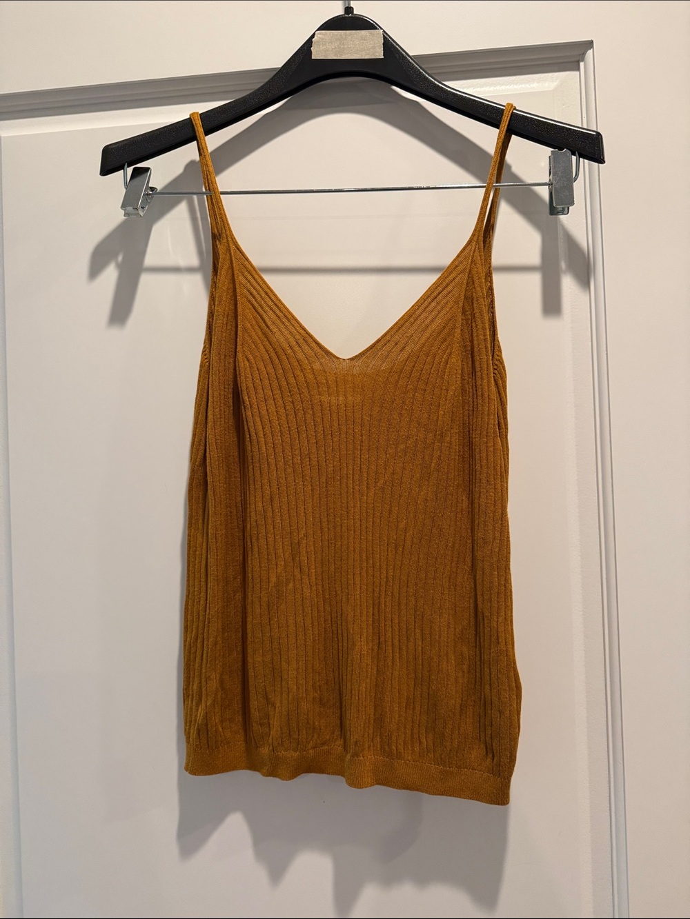 Anthropologie Ribbed V-Neck Spaghetti Strap Camisole - Mustard